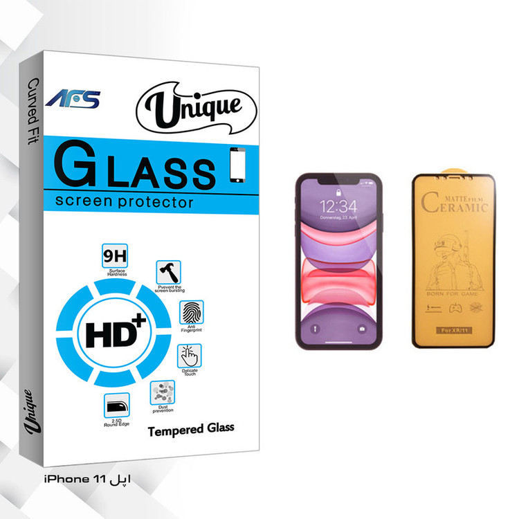 محافظ صفحه نمایش سرامیکی ای اف اس مدل Unique Glass مناسب برای گوشی موبایل اپل iPhone 11