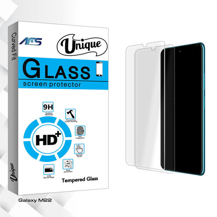 محافظ صفحه نمایش شیشه ای ای اف اس مدل Unique Glass MIX مناسب برای گوشی موبایل سامسونگ Galaxy M22 بسته دو عددی