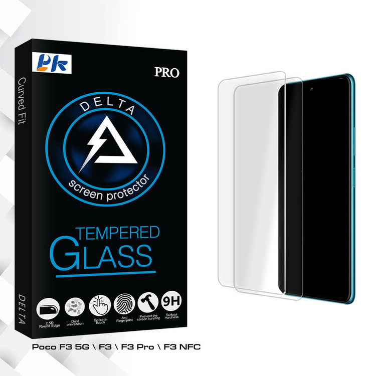 محافظ صفحه نمایش شیشه ای پی کی مدل Delta Glass MIX مناسب برای گوشی موبایل شیائومی Poco F3 5G \ F3 \ F3 Pro \ F3 NFC بسته دو عددی
