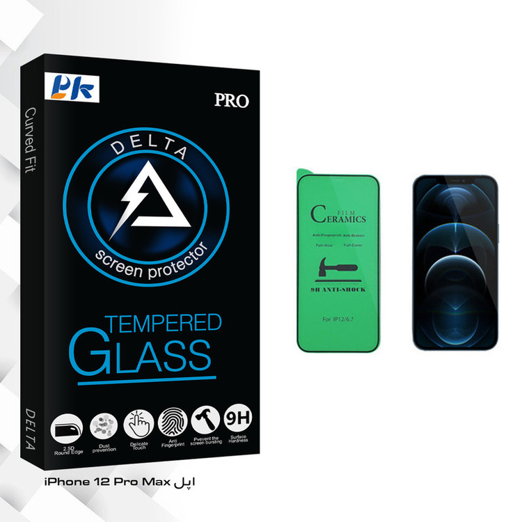 محافظ صفحه نمایش سرامیکی پی کی مدل Delta Glass مناسب برای گوشی موبایل اپل iPhone 12 Pro Max