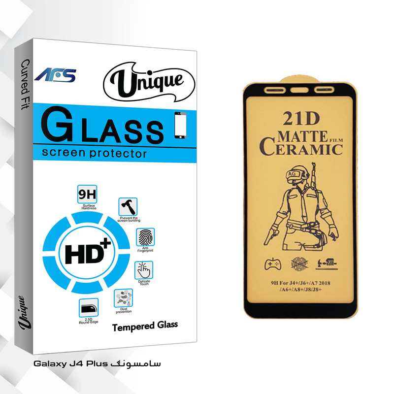 محافظ صفحه نمایش سرامیکی ای اف اس مدل Unique Glass مناسب برای گوشی موبایل سامسونگ Galaxy J4 Plus