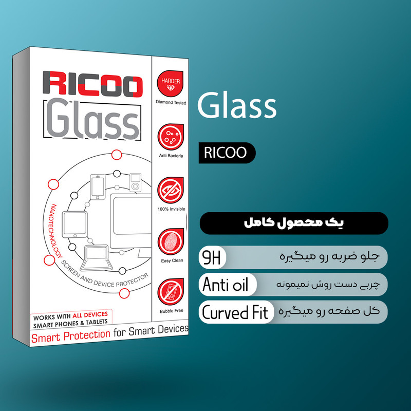 محافظ صفحه نمایش شیشه ای ریکو مدل Ricoo Glass MIX3 مناسب برای گوشی موبایل اوپو A93s 5G بسته سه عددی