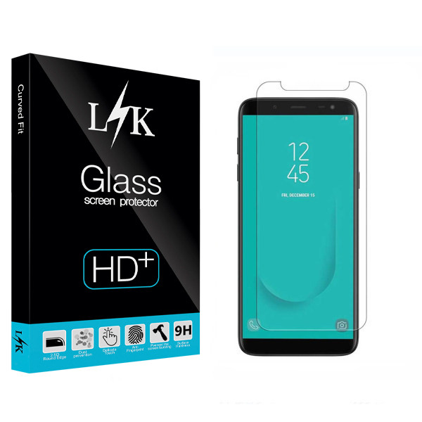 محافظ صفحه نمایش شیشه ای ال کی مدل +LITE مناسب برای گوشی موبایل سامسونگ Galaxy J8 Plus