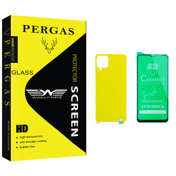 محافظ صفحه نمایش سرامیکی و پشت گوشی وایلی نایس مدل Pergas Glass مناسب برای گوشی موبایل سامسونگ Galaxy A12