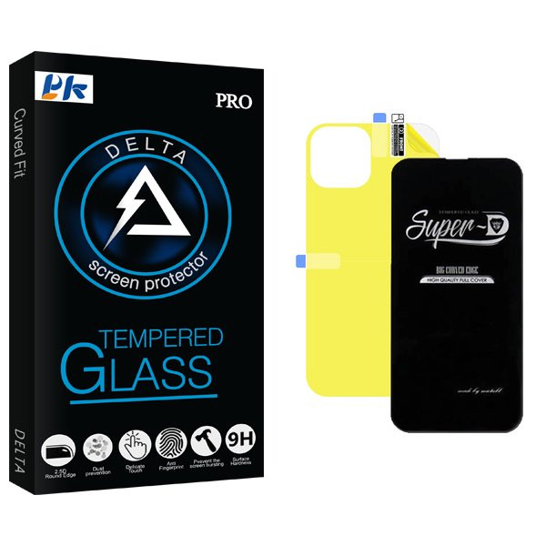 محافظ صفحه نمایش پی کی مدل Delta SuperD مناسب برای گوشی موبایل اپل iPhone 14 Pro Max  به همراه محافظ پشت گوشی