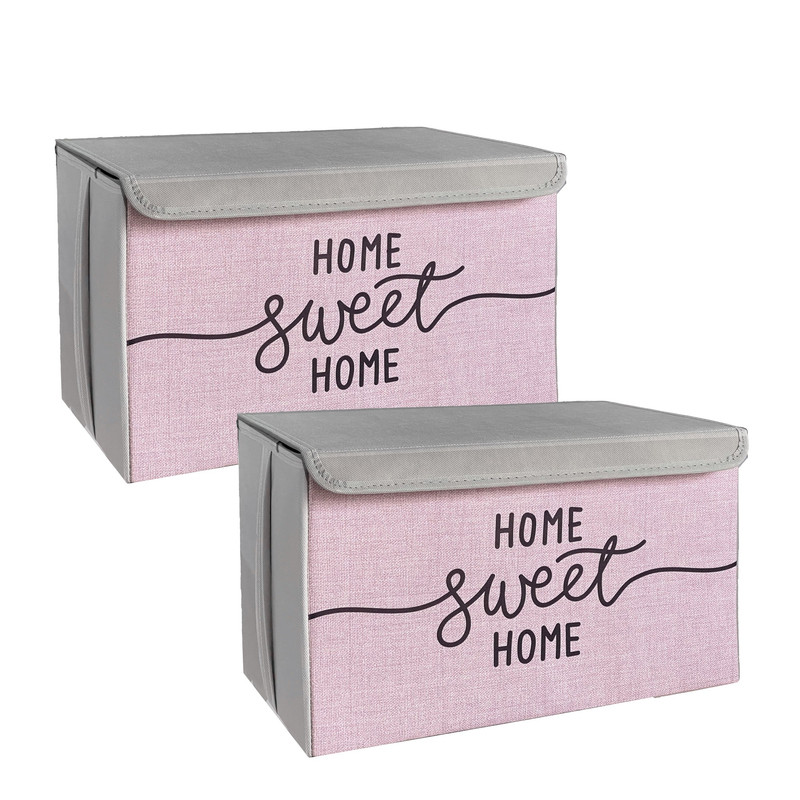 باکس لباس و نظم دهنده طرح لینن مدل HOME SWEET HOME کد S2 بسته 2 عددی