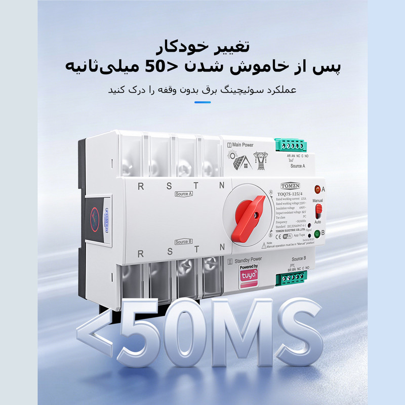 سوییچ انتقال خودکار وای فای تومزن مدل TOQ7S-125/4P