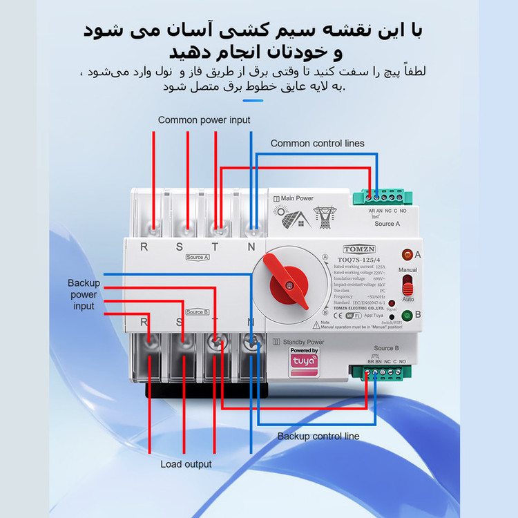 سوییچ انتقال خودکار وای فای تومزن مدل TOQ7S-125/4P