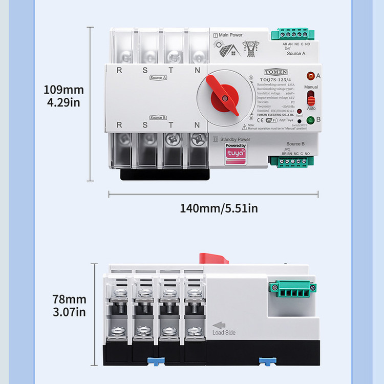 سوییچ انتقال خودکار وای فای تومزن مدل TOQ7S-125/4P