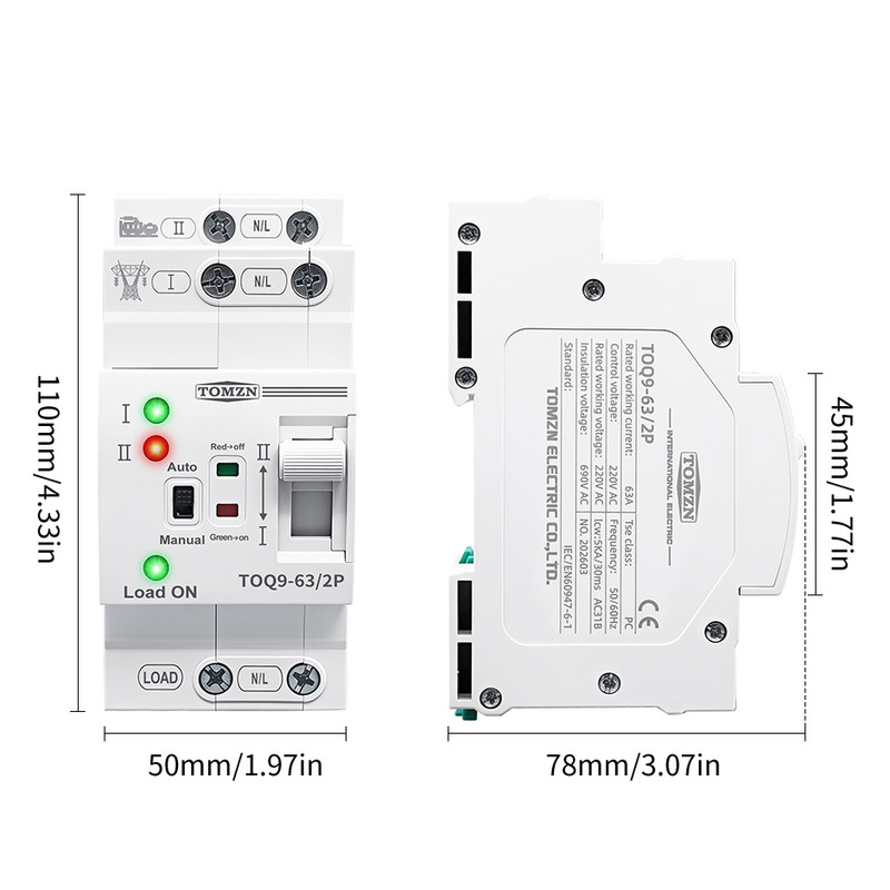 سوییچ انتقال خودکار تومزن مدل TOQ9-63/2P