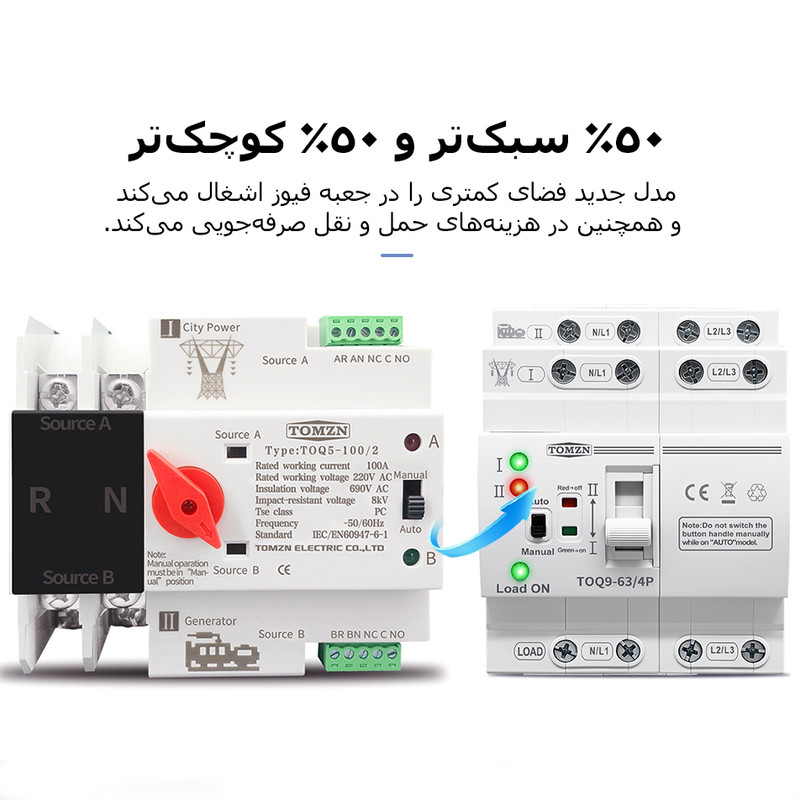 سوییچ انتقال خوکار تومزن مدل TOQ9-63/4P