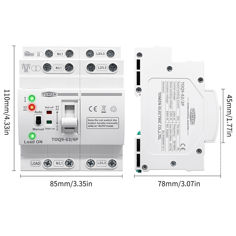 سوییچ انتقال خوکار تومزن مدل TOQ9-63/4P