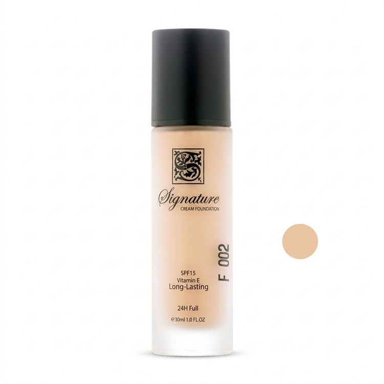 کرم پودر مایع spf 15 سیگنیچر مدل فول کاور شماره F002 مناسب برای انواع پوست حجم 35 میلی لیتر