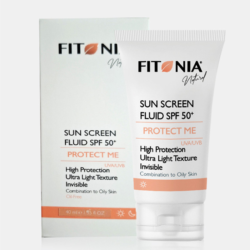 فلوئید ضد آفتاب بی رنگ فیتونیا spf 50 مدل protect me محافظ UVA ، UVB مناسب پوست چرب و مختلط حجم 40 میلی لیتر