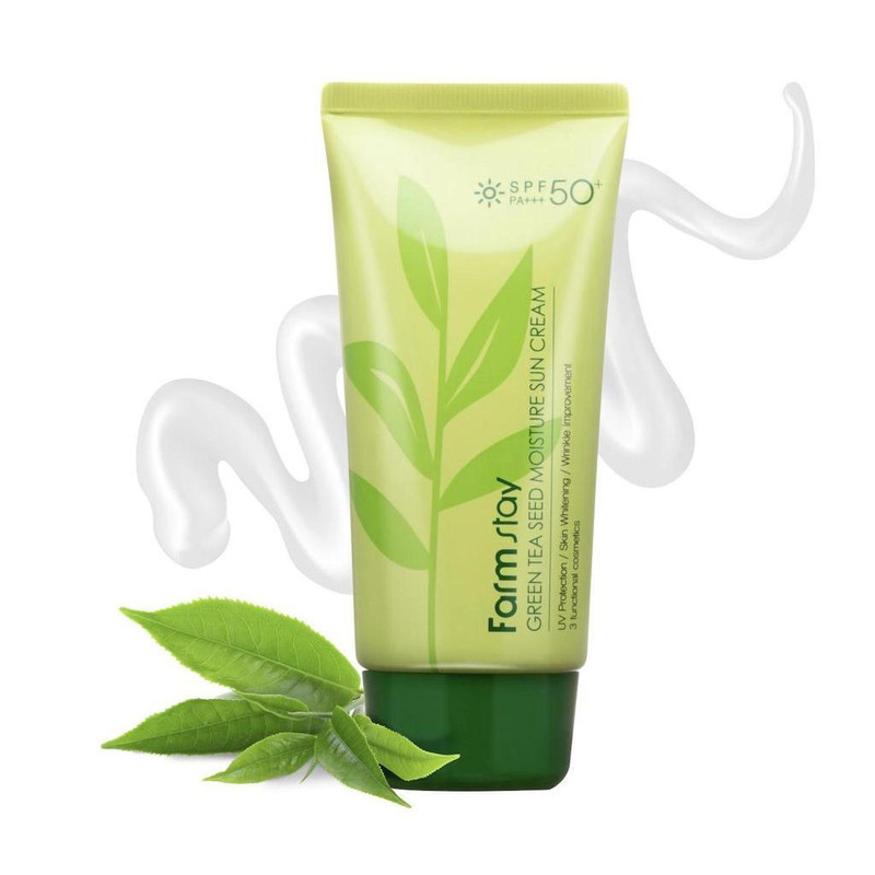 کرم ضد آفتاب بدون رنگ فارم استی SPF 50 مدل چای سبز مناسب پوستهای چرب و مختلط حجم 70 میلیلیتر