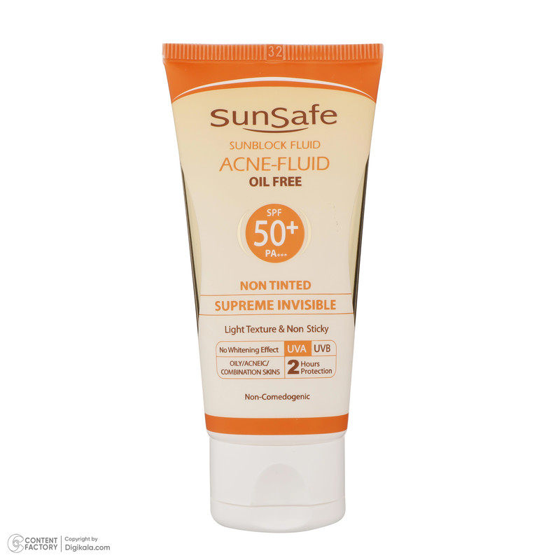 کرم ضدآفتاب بیرنگ سانسیف SPF50 مدل ACNE-FLUID مناسب پوست مختلط، حجم 50 میلیلیتر