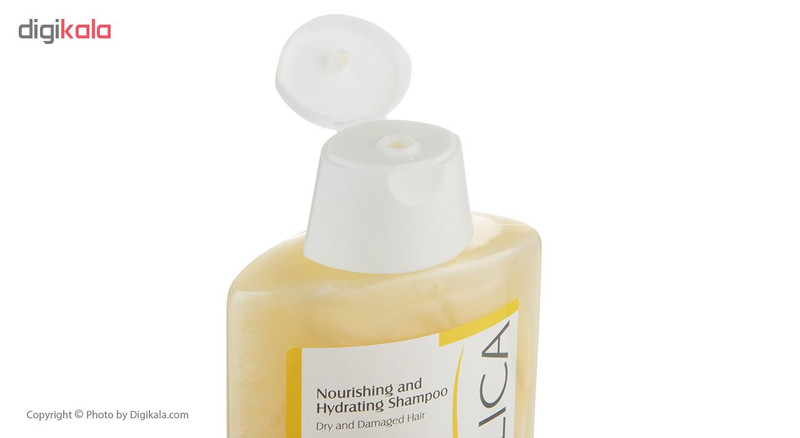 شامپو تقویتکننده مو فولیکا مخصوص موهای خشک و آسیبدیده، حجم 200 میلیلیتر مدل Nourishing And Hydrating، حاوی کراتین و ترکیبات نرمکننده، مرطوبکننده، لطافتبخش، براقکننده، با عصارههای جو دوسر و شی باتر