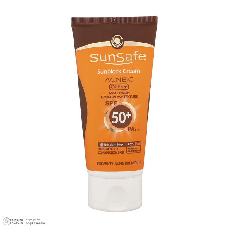 کرم ضدآفتاب و آنتیآکنه رنگی سانسیف مدل SPF50، مناسب پوستهای چرب، حجم 50 میلیلیتر
