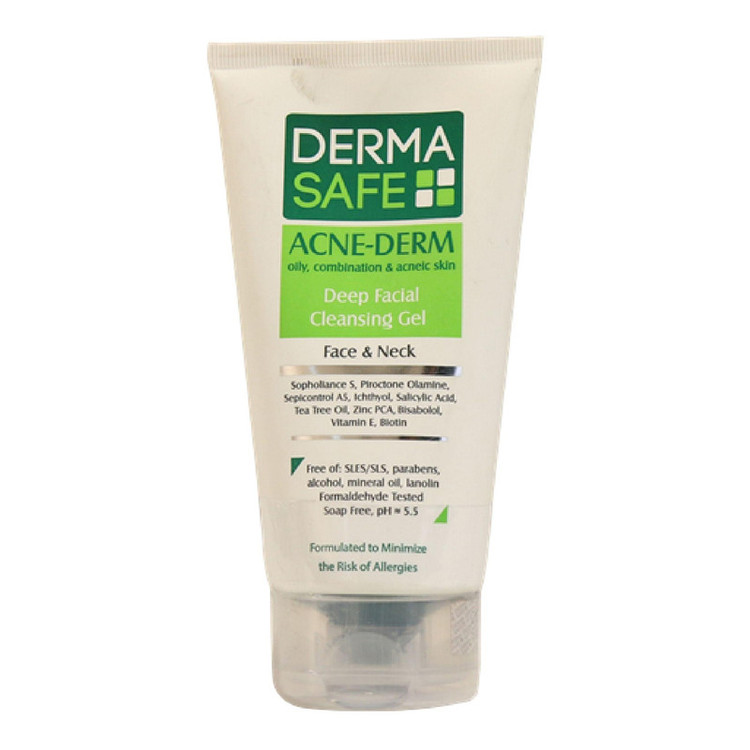 ژل شوینده صورت درماسیف سری Acne Derm مدل Deep Facial حجم ۱۵۰ میلیلیتر