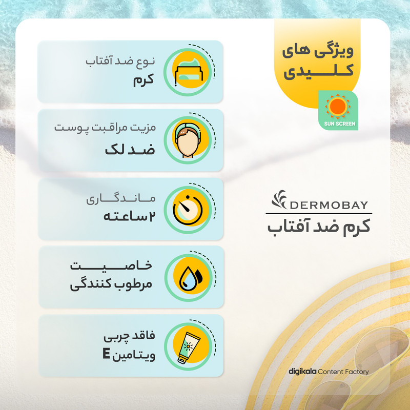 کرم ضدآفتاب رنگی درموبای مدل SPF65، مناسب پوستهای چرب، حجم 50 میلیلیتر