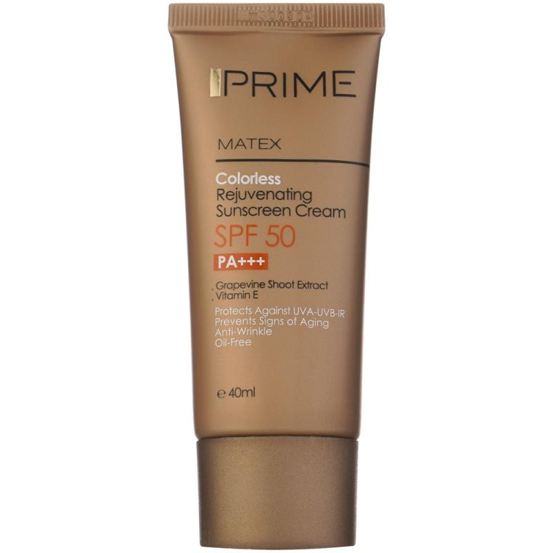 کرم ضدآفتاب بدون رنگ پرایم مدل Anti Aging SPF50، حجم 40 میلیلیتر