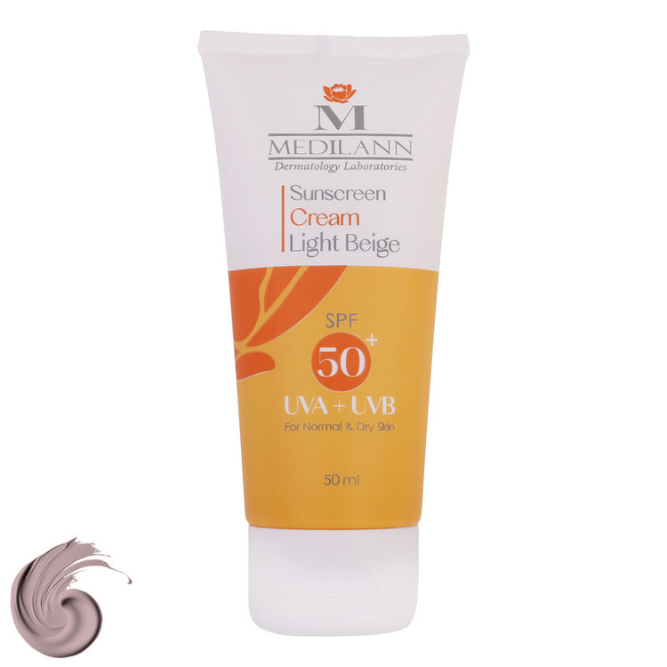 کرم ضدآفتاب رنگی مدیلن SPF50، مناسب پوستهای خشک، حجم 50 میلیلیتر