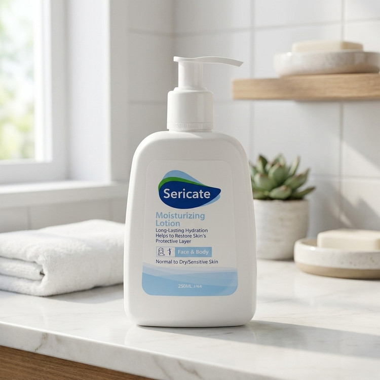 لوسیون بدن سری کیت مدل moisturizing حجم 250 میلیلیتر مناسب پوست خشک و حساس، ضد خشکی، قابل استفاده برای صورت و بدن، با بستهبندی تیوبی پلاستیکی، دارای مجوز سازمان غذا و دارو