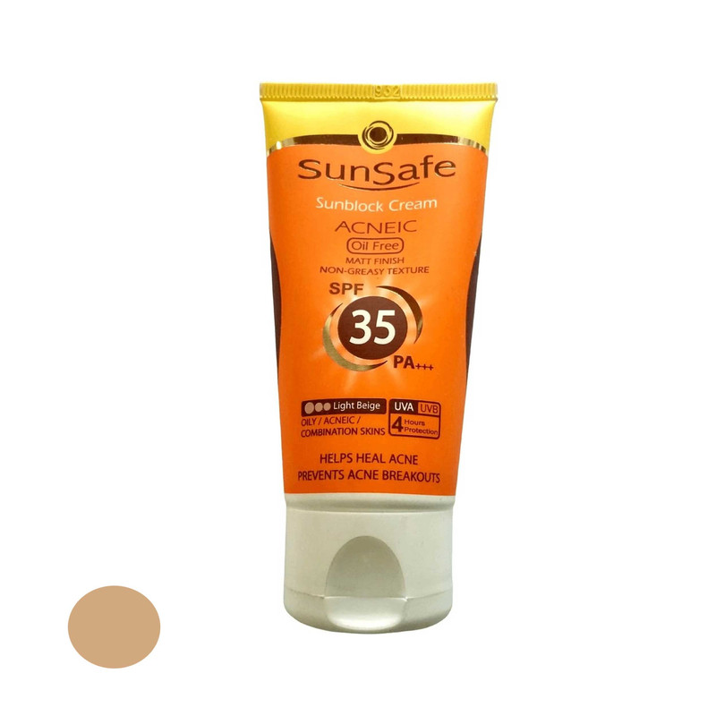 کرم ضدآفتاب و آنتیآکنه رنگی سانسیف مدل SPF35، مناسب پوستهای چرب، حجم 50 میلیلیتر
