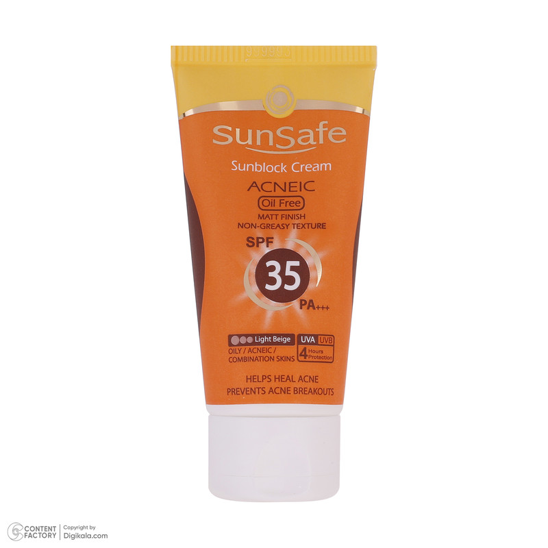 کرم ضدآفتاب و آنتیآکنه رنگی سانسیف مدل SPF35، مناسب پوستهای چرب، حجم 50 میلیلیتر