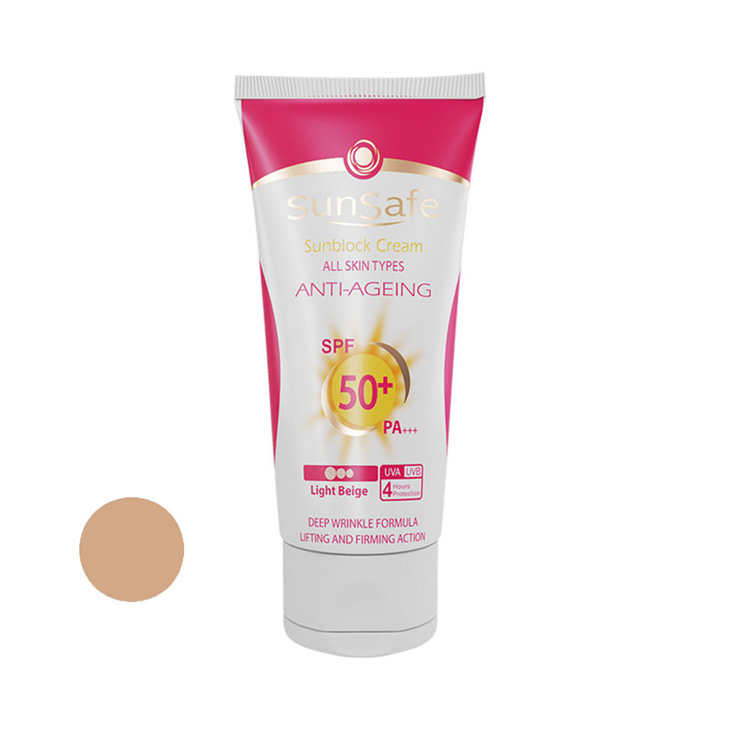 کرم ضدآفتاب و ضدچروک رنگی سانسیف مدل SPF50 مناسب انواع پوست، حجم 50 میلیلیتر