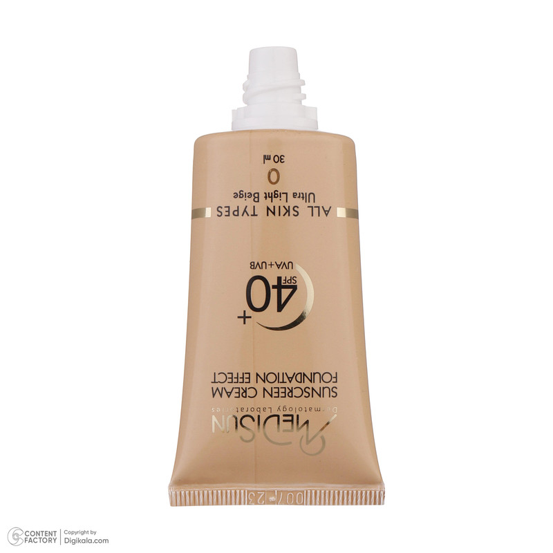 کرم ضدآفتاب رنگی مدیسان مدل Ultra Light Beige SPF40 مناسب انواع پوست، حجم 30 میلیلیتر