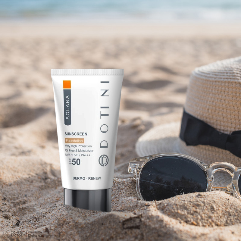 کرم ضد آفتاب بیرنگ دوتینی، SPF 50، مدل فیوژن واتر، مناسب انواع پوست با حجم 50 میلیلیتر، محافظتکننده در برابر اشعههای UVA و PA ،UVB+++، دارای فرمولاسیون هیالورونیک اسید، ویتامینهای C و E، با ماندگاری 2 ساعته