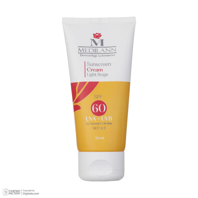 کرم ضد آفتاب رنگی مدیلن SPF 60 مدل Light Beige مناسب پوستهای معمولی و چرب حجم 50 میلیلیتر