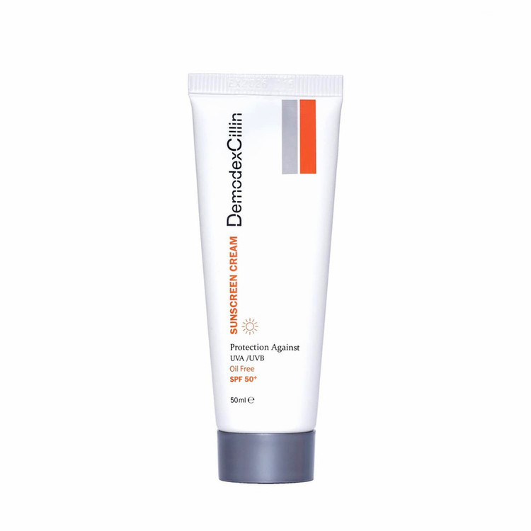 کرم ضد آفتاب بدون رنگ دمودکسیلین SPF 50 مدل SC محافظ UVA ،UVB مناسب پوست چرب حجم 50 میلی لیتر