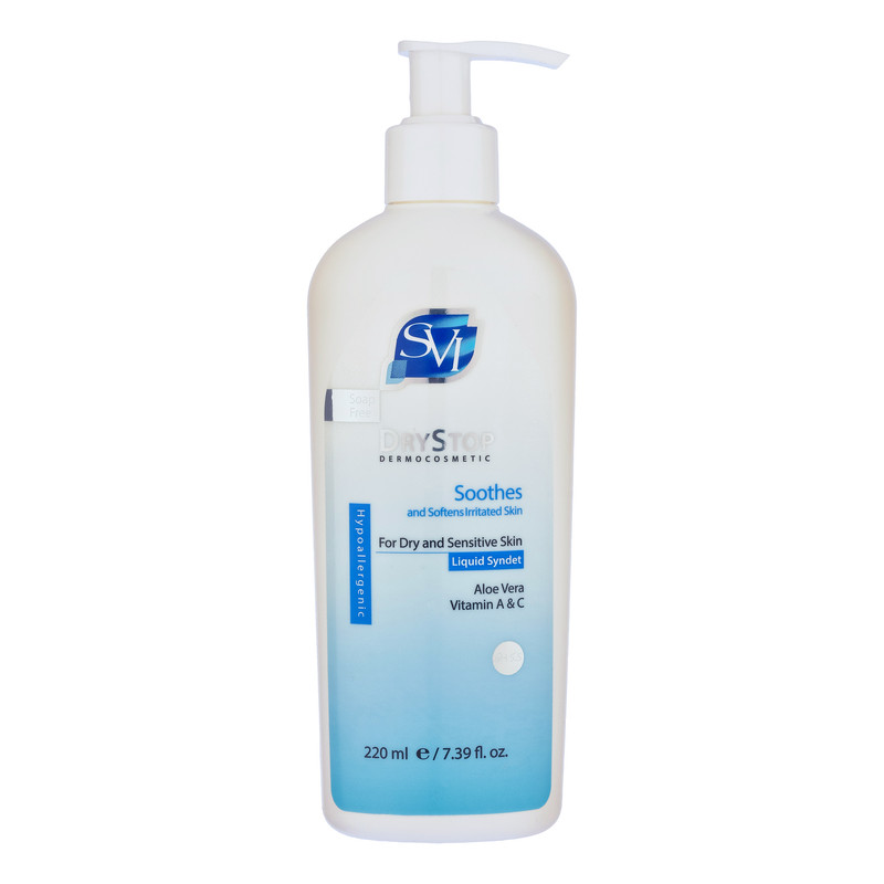 مایع شوینده صورت زنانه اس وی آی مدل DRYSTOP مناسب پوست خشک و حساس حجم 220 میلیلیتر