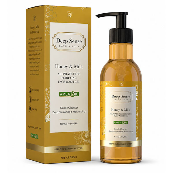 ژل شستوشوی صورت دیپ سنس مدل Honey And Milk مناسب برای انواع پوست حجم 250 میلیلیتر
