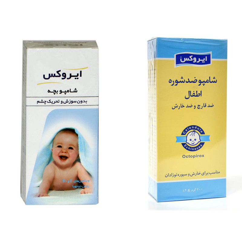 شامپو ضدشوره کودک ایروکس مدل octopirox حجم ۲۰۰ میلی لیتر به همراه شامپو سر کودک