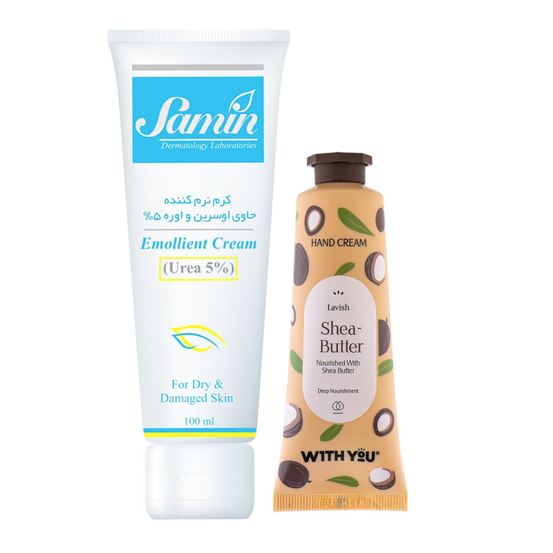 کرم نرم کننده ثمین مدل اوسرین حجم 100 میلی لیتر به همراه کرم مرطوب کننده ویت یو مدل Shea Butter حجم 50 میلی لیتر
