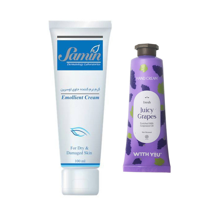 کرم نرم کننده ثمین مدل اوسرین حجم 100 میلی لیتر به همراه کرم مرطوب کننده ویت یو مدل Juicy Grapes حجم 50 میلی لیتر
