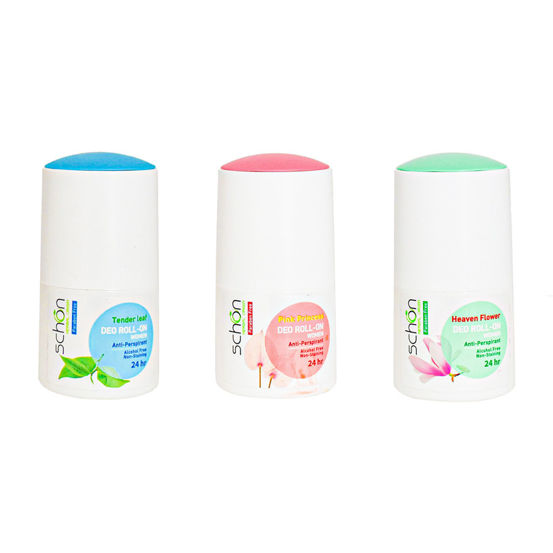 رول دئودورانت زنانه شون مدل pink princess و Heaven flower و tender leaf حجم 50 میلیلیتر مجموعه 3 عددی