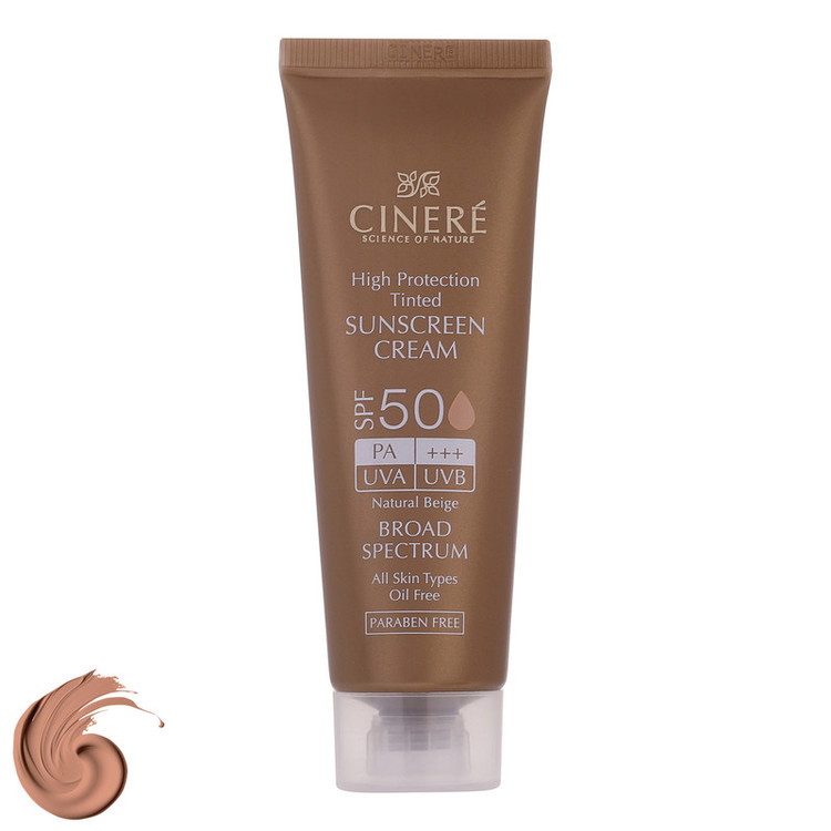 کرم ضدآفتاب رنگی سینره SPF50 مدل Broad Spectrum مناسب انواع پوست، حجم 50 میلیلیتر