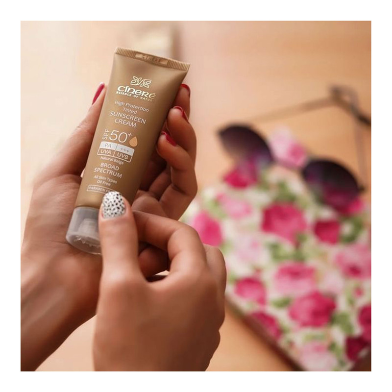کرم ضدآفتاب رنگی سینره SPF50 مدل Broad Spectrum مناسب انواع پوست، حجم 50 میلیلیتر