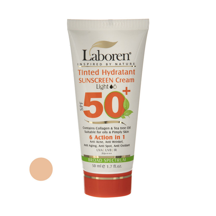 کرم ضد آفتاب رنگی لابورن +SPF50 کد 01 حجم 50 مناسب پوست های چرب حجم 50 میلیلیتر