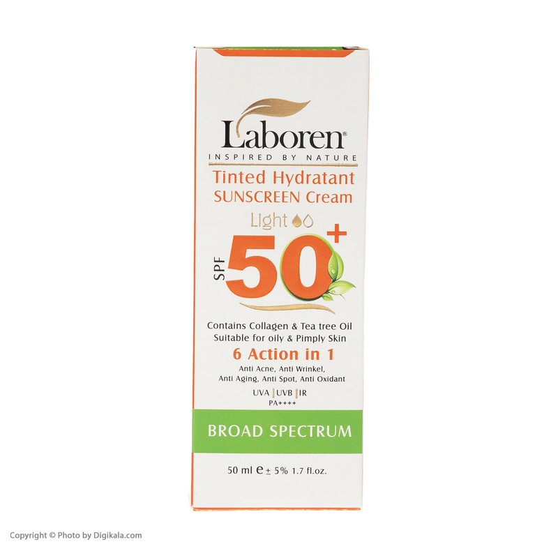 کرم ضد آفتاب رنگی لابورن +SPF50 کد 01 حجم 50 مناسب پوست های چرب حجم 50 میلیلیتر