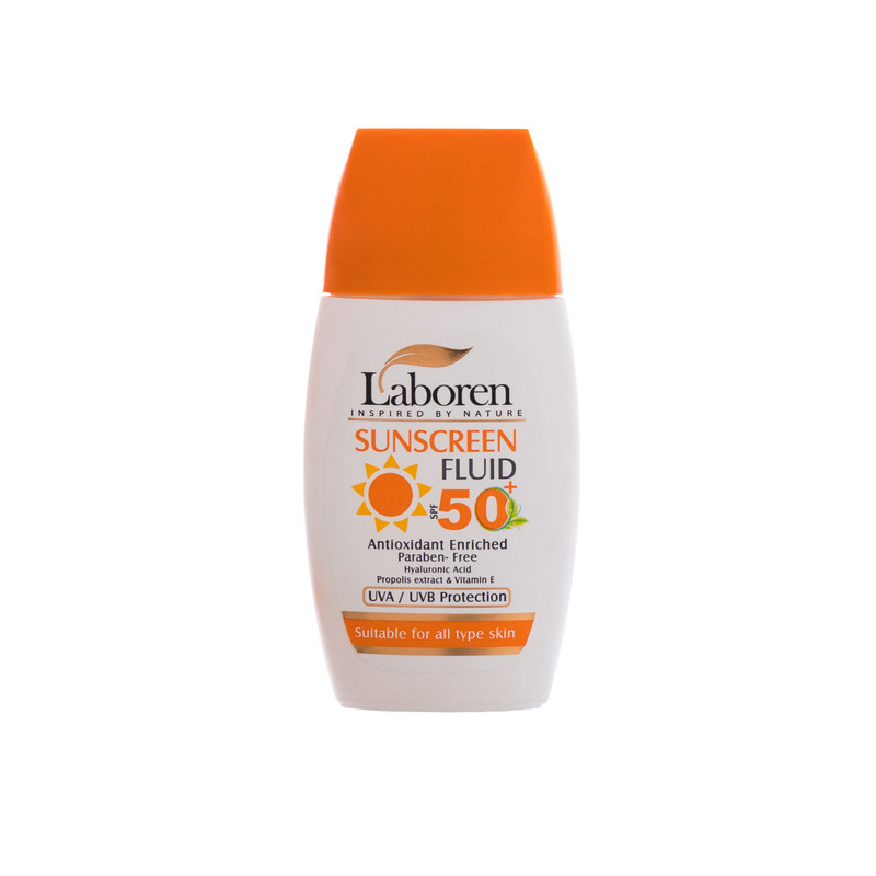 فلوئید ضد آفتاب بی‌رنگ دست، صورت لابورن SPF 50 مدل Hyaluronic Acid ‌محافظ UVA ،UVB مناسب برای انواع پوست حجم 50 میلی‌لیتر