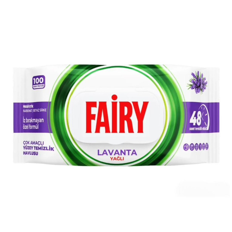 دستمال مرطوب فیری مدل Lavanta بسته 100 عددی