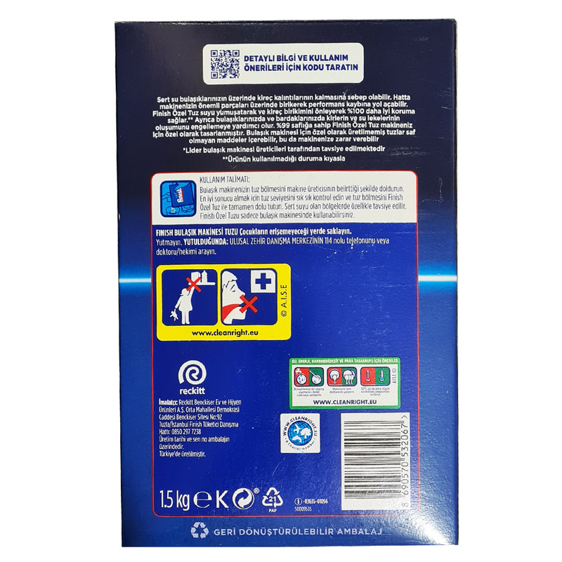 نمک ماشین ظرفشویی فینیش مدل Ozel Tuz Black وزن 1500 گرم