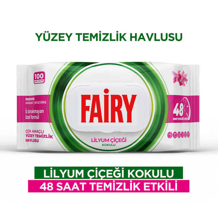 دستمال مرطوب فیری مدل Lilyum بسته 100 عددی