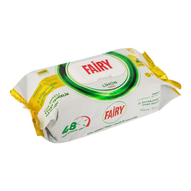 دستمال مرطوب تمیز کننده سطوح فیری مدل Limon بسته 100 عددی