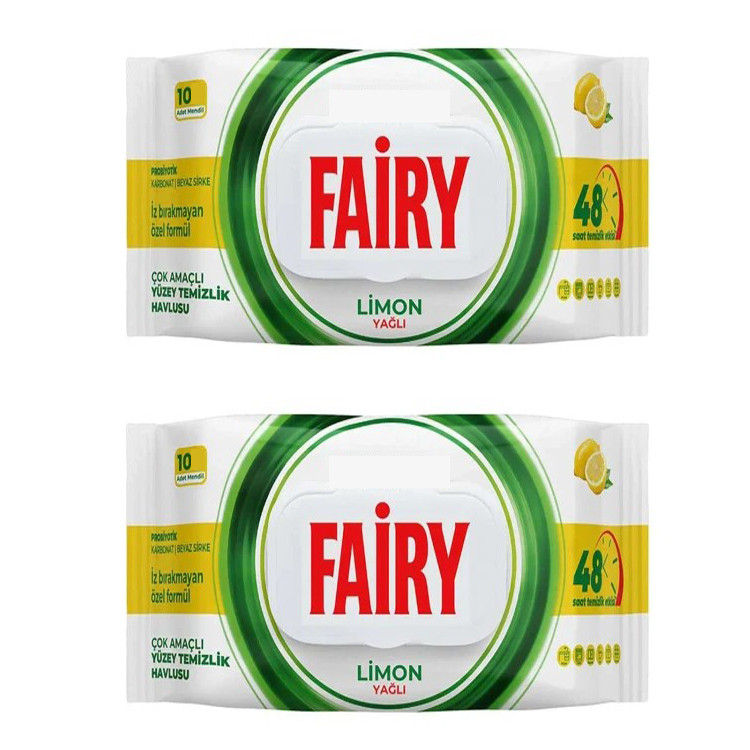دستمال مرطوب همه کاره تمیزکننده سطوح فیری مدل Limon Yağlı دو بسته 10 عددی